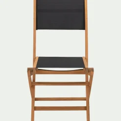 Chaise De Jardin*alinea Chaise de jardin pliante en acacia huilé et tissu - Noir