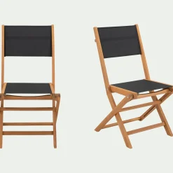 Chaise De Jardin*alinea Chaise de jardin pliante en acacia huilé et tissu - Noir
