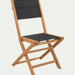 Chaise De Jardin*alinea Chaise de jardin pliante en acacia huilé et tissu - Noir