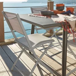 Chaise De Jardin*alinea Chaise de jardin pliante en acier et textilène - vésuve Gris