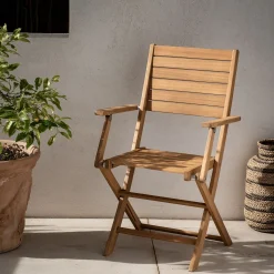 Chaise De Jardin*alinea Chaise de jardin pliante avec accoudoirs en acacia - bois clair
