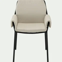 Chaise De Jardin*alinea Chaise de jardin rembourrée avec accoudoirs en acier et tissu - Beige