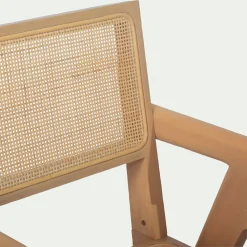 Chaise De Salle À Manger*alinea Chaise de repas avec accoudoirs en acajou et cannage - Bois clair