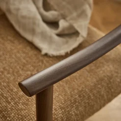 Chaise De Salle À Manger*alinea Chaise de repas avec accoudoirs en tissu et acier - brun châtaignier Marron