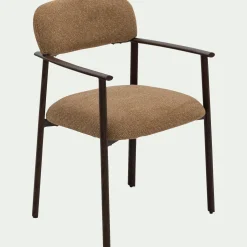 Chaise De Salle À Manger*alinea Chaise de repas avec accoudoirs en tissu et acier - brun châtaignier Marron