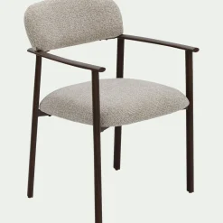 Chaise De Salle À Manger*alinea Chaise de repas avec accoudoirs en tissu et acier - Gris