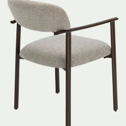 Chaise De Salle À Manger*alinea Chaise de repas avec accoudoirs en tissu et acier - Gris