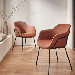 Chaise De Salle À Manger*alinea Chaise de repas avec accoudoirs en tissu - brun rustrel Marron