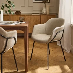 Chaise De Salle À Manger*alinea Chaise de repas avec accoudoirs en tissu - alpilles Beige