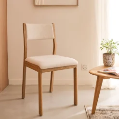 Chaise De Salle À Manger*alinea Chaise de repas en chêne massif et tissu - écru Blanc