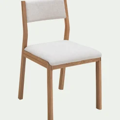 Chaise De Salle À Manger*alinea Chaise de repas en chêne massif et tissu - écru Blanc