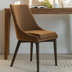 Chaise De Salle À Manger*alinea Chaise de repas en tissu bouclette rasé - brun chataignier Marron