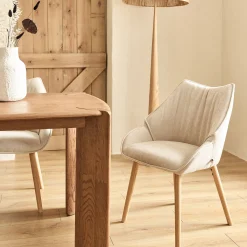 Chaise De Salle À Manger*alinea Chaise de repas en tissu - écru Blanc