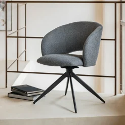 Chaise De Salle À Manger*alinea Chaise de repas pivotante avec accoudoirs en tissu - Gris