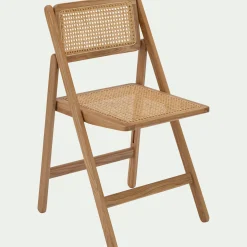Chaise De Salle À Manger*alinea Chaise de repas pliante en hêtre et cannage - Naturel