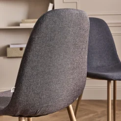Chaise De Salle À Manger*alinea Chaise en acier effet bois et tissu - ardoise Gris
