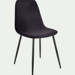 Chaise De Salle À Manger*alinea Chaise en acier effet bois et tissu - Noir