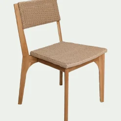 Chaise De Salle À Manger*alinea Chaise en teck avec dossier effet tressé - Bois foncé