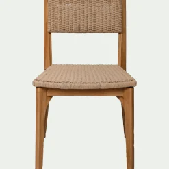 Chaise De Salle À Manger*alinea Chaise en teck avec dossier effet tressé - Bois foncé