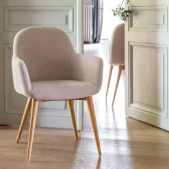 Chaise De Salle À Manger*alinea Chaise en tissu avec accoudoirs - Beige