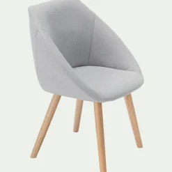 Chaise De Salle À Manger*alinea Chaise en tissu avec accoudoirs et piétement naturel - borie Gris