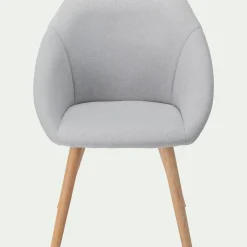 Chaise De Salle À Manger*alinea Chaise en tissu avec accoudoirs et piétement naturel - borie Gris