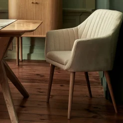 Chaise De Salle À Manger*alinea Chaise en tissu avec accoudoirs - Beige