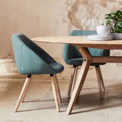 Chaise De Salle À Manger*alinea Chaise en tissu avec accoudoirs et piétement naturel - cèdre Vert