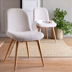Chaise De Salle À Manger*alinea Chaise en tissu avec pied en frêne - Beige