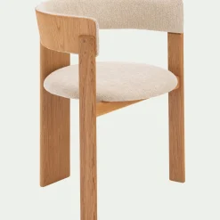 Chaise De Salle À Manger*alinea Chaise en tissu bouclette avec accoudoirs - Blanc