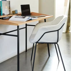 Chaise De Salle À Manger*alinea Chaise en tissu bouclette avec accoudoirs - Blanc