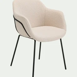 Chaise De Salle À Manger*alinea Chaise en tissu bouclette avec accoudoirs - Blanc