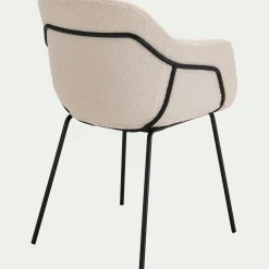 Chaise De Salle À Manger*alinea Chaise en tissu bouclette avec accoudoirs - Blanc