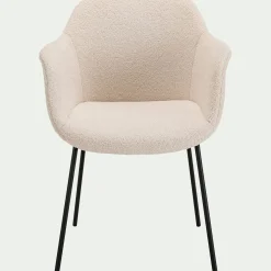 Chaise De Salle À Manger*alinea Chaise en tissu bouclette avec accoudoirs - Blanc