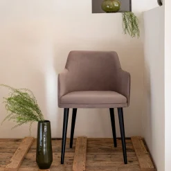 Chaise De Salle À Manger*alinea Chaise en tissu effet velours avec accoudoirs - Gris