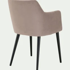 Chaise De Salle À Manger*alinea Chaise en tissu effet velours avec accoudoirs - Gris