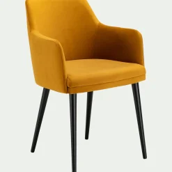 Chaise De Salle À Manger*alinea Chaise en tissu effet velours avec accoudoirs - argan Jaune