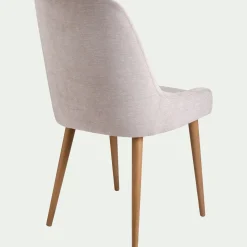 Chaise De Salle À Manger*alinea Chaise en tissu effet velours et piètement naturel - Beige