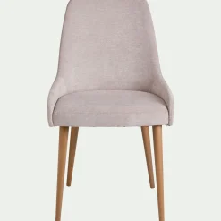 Chaise De Salle À Manger*alinea Chaise en tissu effet velours et piètement naturel - Beige