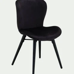 Chaise De Salle À Manger*alinea Chaise en tissu effet velours sans accoudoirs - Noir