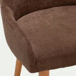 Chaise De Salle À Manger*alinea Chaise en tissu effet velours et piètement naturel - Marron