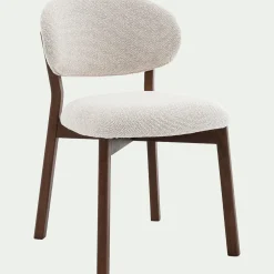 Chaise De Salle À Manger*alinea Chaise en tissu et bois de chêne foncé sans accoudoirs - Beige