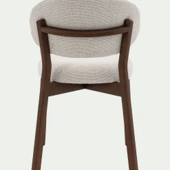 Chaise De Salle À Manger*alinea Chaise en tissu et bois de chêne foncé sans accoudoirs - Beige