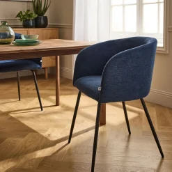 Chaise De Salle À Manger*alinea Chaise en tissu et métal avec accoudoirs - figuerolles Bleu