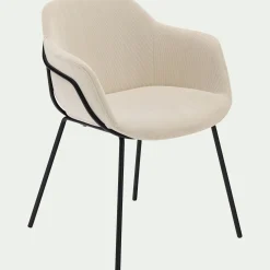 Chaise De Salle À Manger*alinea Chaise en velours côtelé avec accoudoirs - ventoux Blanc