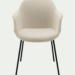Chaise De Salle À Manger*alinea Chaise en velours côtelé avec accoudoirs - ventoux Blanc