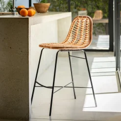 Tabouret Haut De Bar*alinea Chaise îlot central en rotin - h66cm Naturel