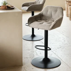 Tabouret Haut De Bar*alinea Chaise îlot central en tissu H63cm - Gris