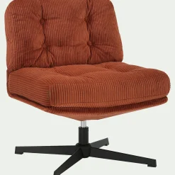 Fauteuil*alinea Chaise pivotante en velours côtelé et piétement en fer - brun rustrel Marron