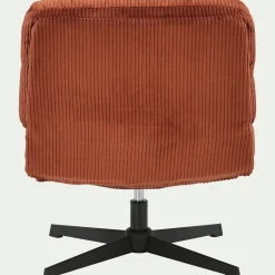 Fauteuil*alinea Chaise pivotante en velours côtelé et piétement en fer - brun rustrel Marron